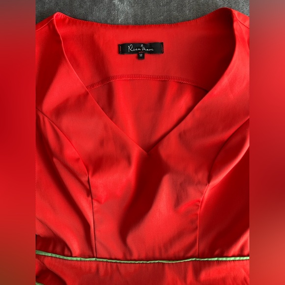 Rica Mare (Ukraine) Cocktail Orange-Green Dress, Size M, but fits US XS-S - Picture 4 of 7